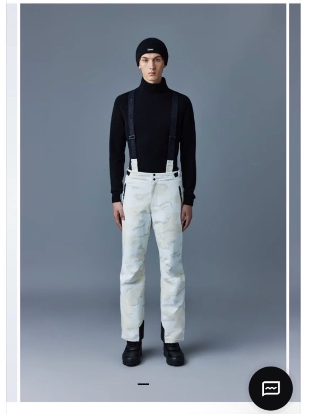 Mackage Men’s White Camo Cargo Pants with Black Suspenders